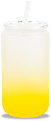 Ofidus Mason frascos com tampas e canudos - 16 onças de grande capacidade gradiente de sublimação xícara de vidro