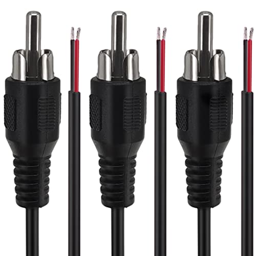 RCA para o cabo do alto-falante de arame descalço, conector do adaptador de plugue masculino de 3 pés de 3 pés de