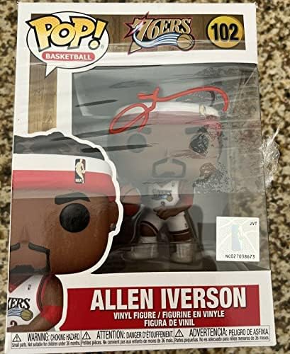 Allen Iverson assinou autografado 76ers funko com autenticação JSA