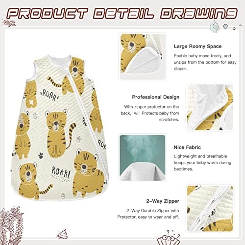 Vvfelixl Little Tiger Baby Bobetão vestível, saco de dormir de transição para bebês para bebês para bebês para bebês recém-nascidos,