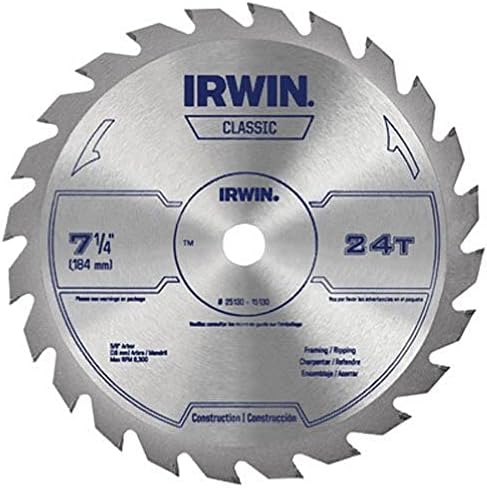 Irwin Tools Classic Series aço com cordão de serra circular, 7 1/4 de polegada, 24T