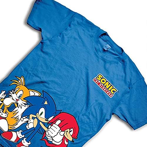 Sega Boys Sonic the Hedgehog Shirt - com Sonic, Tails e Knuckles - The Hedgehog Trio - T -shirt oficial