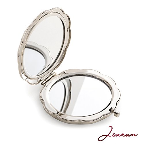 Espelho de espelho de espelho compacto de prata vintage espelho de maquiagem feminina dobrável-design exclusivo de cisne retrô, duplo-lados com espelho de lupa e regular, espelho de bolso antigo elegante e chique, presente de casamento