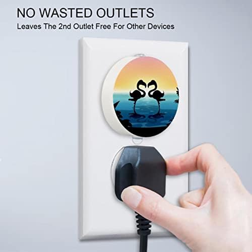 2 Pacote Plug-in Nightlight LED Night Light com Dusk-to-Dewn Sensor for Kids Room, Nursery, Kitchen, Flamingo do corredor