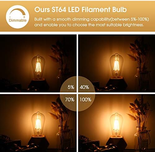 Doresshop 2 pacote 8W LED LED Bulbo Edison [ST64] com 4 bulbos de filamento de LED não minúsculos de 4 pacote [ST58], base