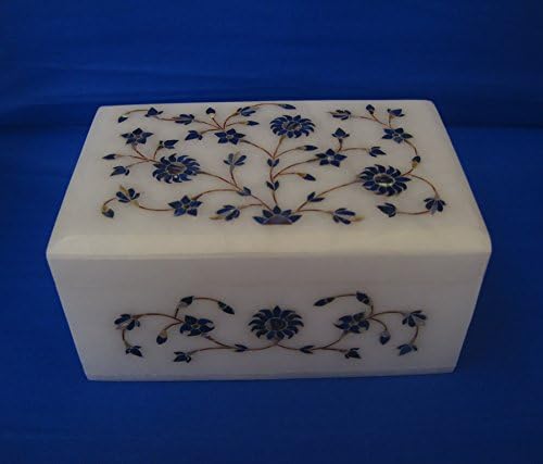Craftslook Lapis Lazuli Trinket Jewelry Box de presentes artesanais Decoração (Tamanho: 6