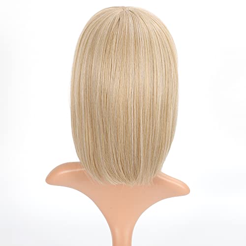 Vckovcko Pastel Straight Wig com Air Bangs Short Bob Blond Wigs Limite de cosplay sintético para meninas Uso diário