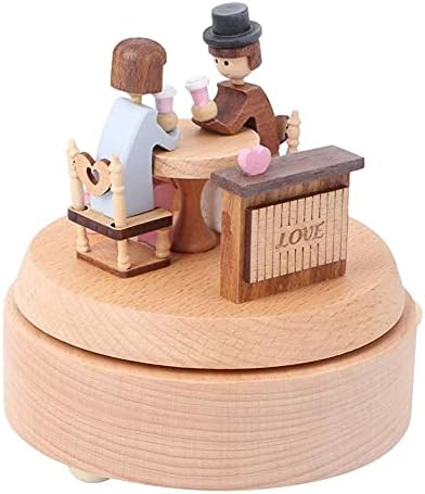 Ylyajy Wooden Music Box Handmade Beautiful Love Casal Music Music Melody Box para presente de aniversário do dia dos namorados