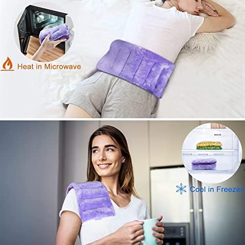 Almofada de aquecimento de microondas suzzipad para alívio da dor, almofadas de aquecimento multiuso 7x18 para cólicas, dor muscular, articulações, ombro de pescoço, bolsa de aquecimento de feijão MicrowAvable Hods Pack, compressa quente, roxo