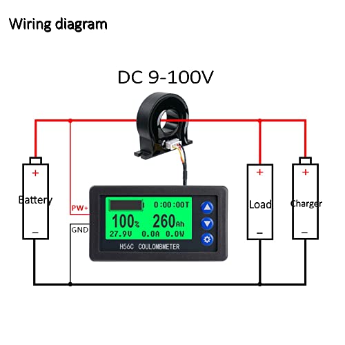Monitor de bateria sensor Coulomb Tester DC 9 ~ 100V 100A/400A Voltímetro digital Capacidade da bateria Capacidade de bateria