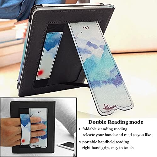 Capa impressa em Kindle Zengcang - Caso Oasis Pu Leath Capa para Kindle Oasis 2 com tira de suporte e alça de mão mais