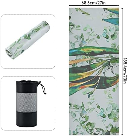 Aunstern Yoga Blanket Botanical-Green-Watercolor Yoga Towel Yoga Mat Toalha