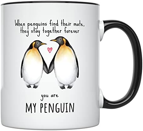 Younique Designs Penguin Coffee Caneca - 11 onças, eu amo vocês presentes para ele, só porque presentes para ele, presentes