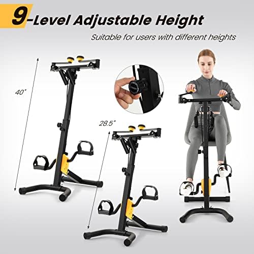 GOPLUS Exercitador de pedal dobrável para idosos, bicicleta de exercício de terapia do joelho da perna da mão da mão com altura ajustável, altura manual, monitor LCD, banda de resistência, equipamento de treino doméstico de recuperação para idosos