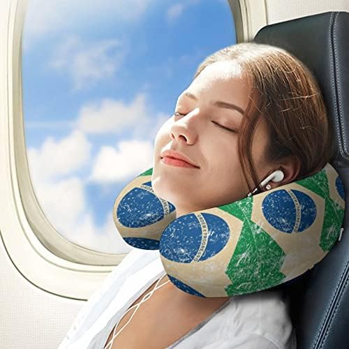 Brasil Flag Retro Travel Pholeh Pillow U Shape para o apoio de espuma de memória de suporte de suporte de cabeça e pescoço