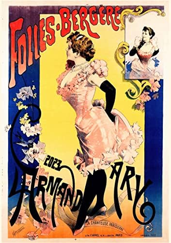 2023 Calendário de parede [12 páginas 8 x12] Folies Bergere Burlesque Vintage Poster
