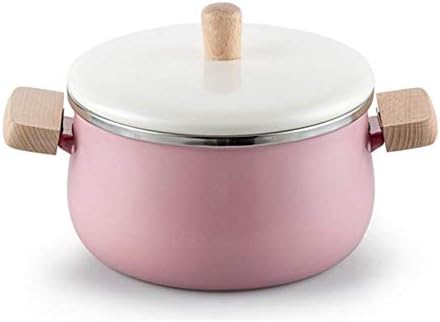 Fritar a panela com tampa 1.8L/3.3L de esmalte minheiro Mini -panela Sopa Stockpot Pan de cozinha antiaderente e cozinha de cozinha para indução fogão a gás, rosa 3.3L