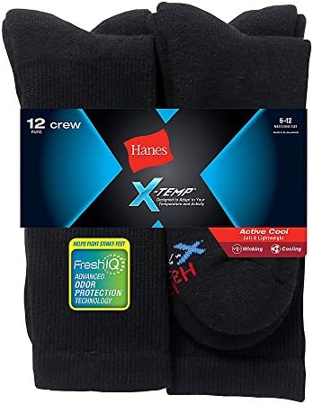 Mens Freshiq X-Temp Active Cool Crew Socks 12-Pack-Rack-6-12