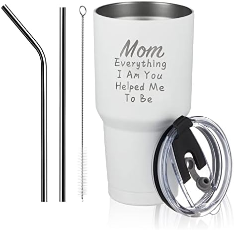 Presentes para a mãe da filha Son- 30 oz Caneca de café - a vácuo de aço inoxidável branco gravado a laser isolado para