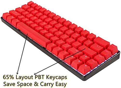 KKV 68 Keys RGB Teclado de jogos mecânicos, 65% Layout compacto PBT Keycaps Mini Design 18 RGB MODE TIPO CONDADE-C TECHADOR mecânico