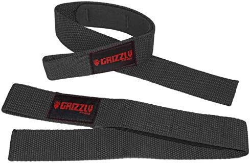 Grizzly Fitness 1,5 'de alças de levantamento de peso acolchoado para homens e mulheres | Par de tamanho único, preto