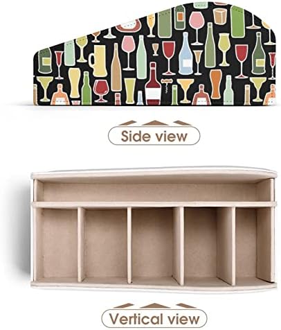 Garrafa de vinho e titular de controle remoto com 6 compartimentos PU Caixa de armazenamento de mesa de mesa de couro