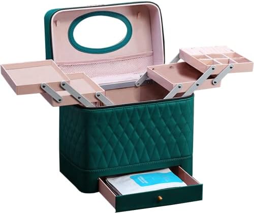 Saco de cosméticos viajantes com espelho, caixa de maquiagem da caixa de maquiagem, caixa de armazenamento multifuncional da caixa de