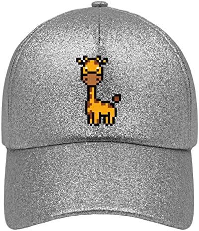Chapéus de beisebol pixel girafa papai tampa para meninas chapéus legais espuma de glitter ajustável para presentes