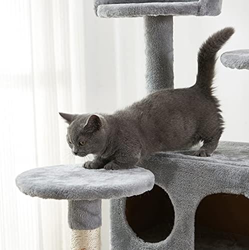 Árvore de gato, 52,76 polegadas de gato Torre com sisal Scratching Board, Scratcher de árvore de gatos com plataforma acolchoada, 2 condomínios de luxo, para gatinho, animal de estimação, atividade interna relaxando
