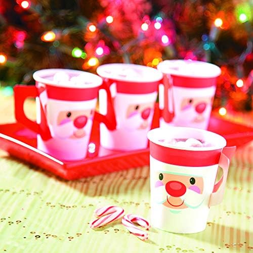 Christmas alegre Papai Noel Copos de papel quente/frio com lidar com suprimentos de festa de férias, drinques