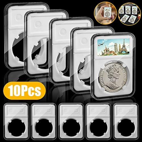 10Pack Coin Slab Display Storage Storage 38mm para Morgan, Peace, Ike Silver Dollar, 30 mm para JFK Half Dollar