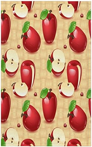Maçãs vermelhas em toalhas de cozinha de madeira natural e panos de prato Conjunto de 4-17,7 x 28,3 Toalhas de prato absorvente com toalha de mão em loop pendurado para toalhas de barra de fazenda e toalhas de chá