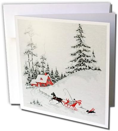 3drose snow sleigh - cartões de felicitações, 6 x 6 polegadas, conjunto de 12