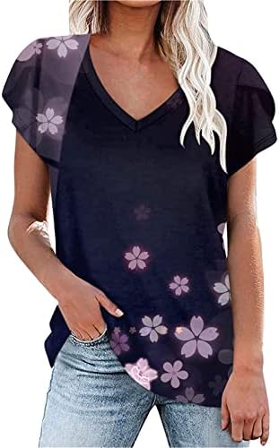 Tees gráficos para mulheres menores de 10 mulheres casuais tampos impressos v lascas de borboleta de pescoço Tops de camiseta