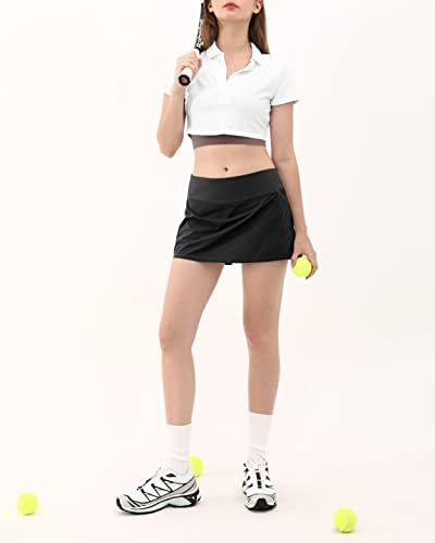 Tênis atlético feminino de Ododos skorts com bolsos shorts embutidos de golfe saias ativas para treinamento de ginástica esportiva