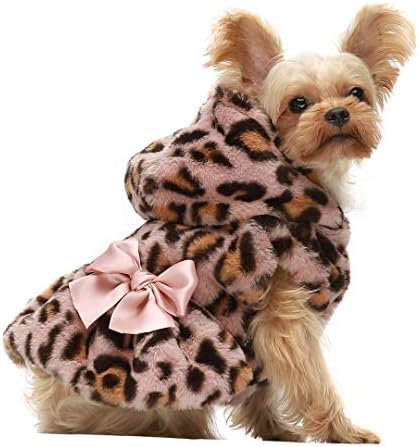 Fitwarm Fluffy Faux Fur Leopard Dog Casos Pet Jacket