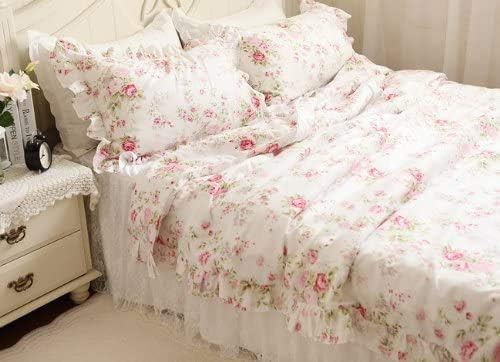 Conjunto de roupas de cama de flor de flor floral rosa rosa do país rosa
