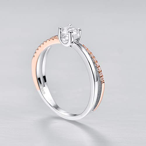 Empsoul 925 prata esterlina eternidade eternidade topázio cúbico zirconia cz crossover de ouro rosa simples anel de casamento