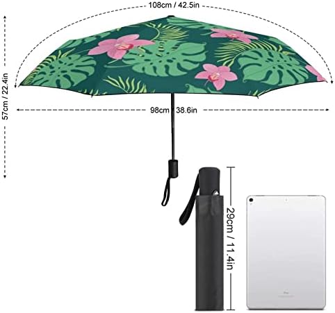 Tropical Palm Hibiscus 3 Folds Umbrella Anti-UV nojenta para a prova de vento