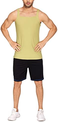 Coofandy Men's 2 Pack G-Unit Tops Tops quadrados Corte de algodão Undershirts Treino com nervuras A Camisetas
