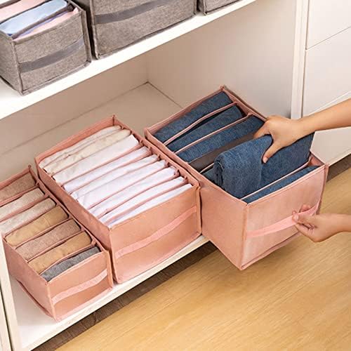 Organizador de armário guarda-roupa lavável Roupas visíveis Caixas de armazenamento Caixas de malha dobrável Caixa de separação para jeans de jeans Panty 7/7/9 Grades 3pcs