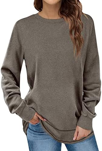 Moletons do gdjgta moletons femininos Soild Crewneck de manga longa camisas de moda tops Tunic Blouse Pullover