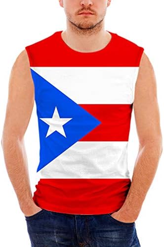 Mens Basic Solid Tank Top Jersey Camisas casuais Bandeira Porto Rico