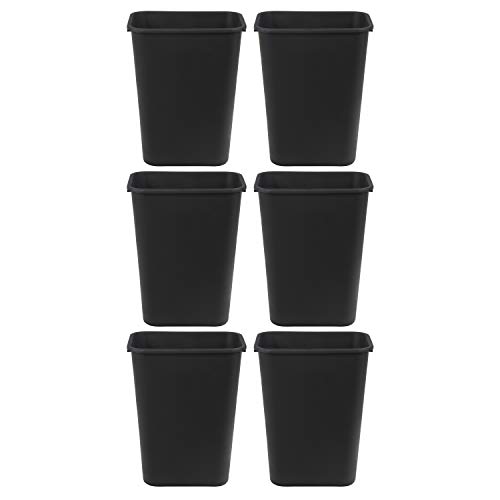 AmazoCommercial 10 Gallen Commercial Office Wasket, Black, 6-Pack