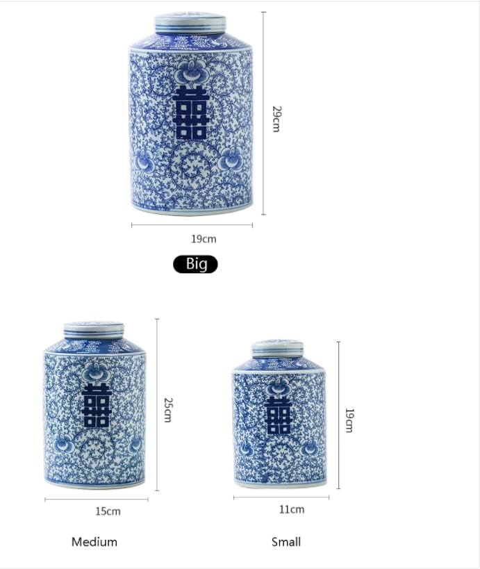 Yxbdn jingdezhen azul e branco porcelana jarra de casamento vaso happy word jar jarr vaso de casamento jarra de cerâmica