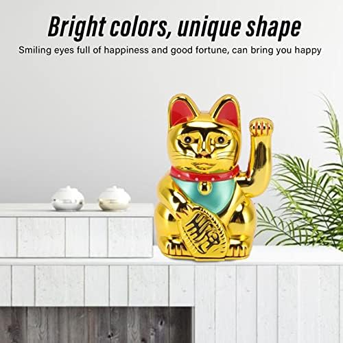 FORTUNE LUCKY CAT, CAT Lucky japonês com braço de ondulação, Feng Shui Boa sorte Fture, Battery Operated Gold Cat Wealth Health