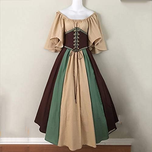 Trajes de Halloween femininos de Sriper, vestido de banheiro camponês Medieval Renaissance Vintage Vestres Vestidos Vestidos