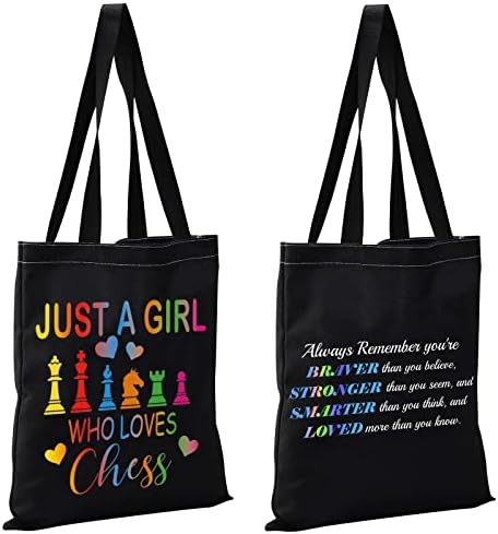 Presentes de xadrez CMNIM para meninas, amantes de xadrez Presente apenas uma garota que adora bolsa de bolsa de bolsa reutilizável