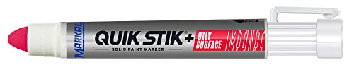 Markal 28770 quik stik+ mini marcador de superfície oleoso, cor branca, marca em superfícies oleosas e úmidas, seca em menos de um minuto.