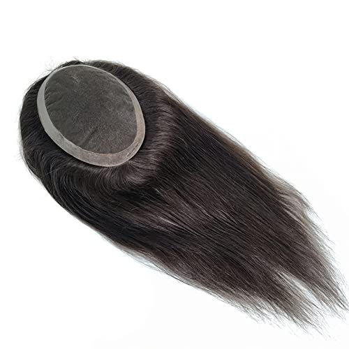 Airao Swiss Lace Pu Skin Toupee Men Toupee com peças de cabelo humano tamanho 7 × 9 comprimento de cabelo 14 polegadas Browk